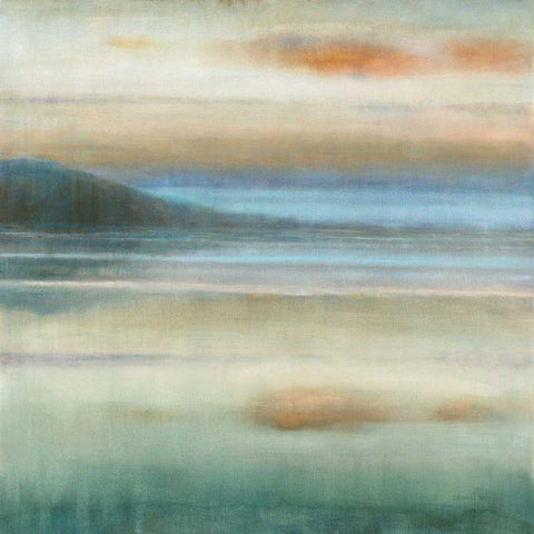 Coastal Sunset Black Modern Wood Framed Art Print with Double Matting by Nai, Danhui