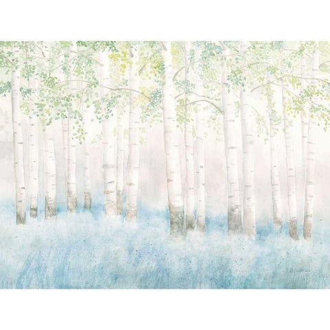 Soft Birches White Modern Wood Framed Art Print by Wiens, James