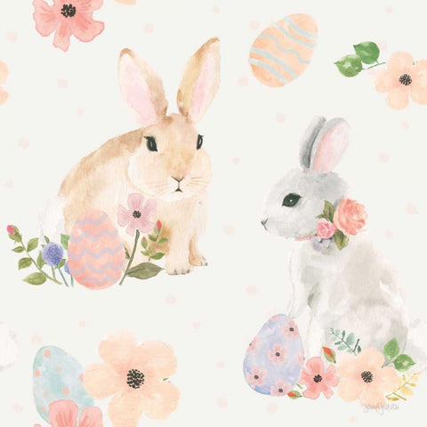 Spring Sentiments Pattern IIIB Eggs White Modern Wood Framed Art Print by Jackson, Jenaya