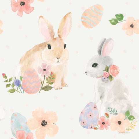 Spring Sentiments Pattern IIIB Eggs Black Ornate Wood Framed Art Print with Double Matting by Jackson, Jenaya