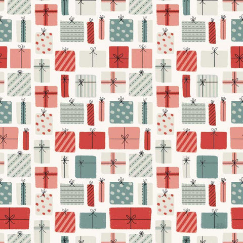 Christmas Village Pattern III White Modern Wood Framed Art Print with Double Matting by Marshall, Laura