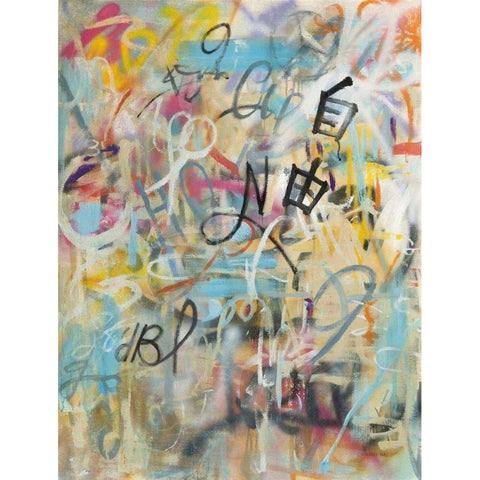 Graffiti Freedom White Modern Wood Framed Art Print by Nai, Danhui