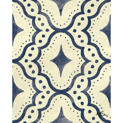 Blue Botanical Pattern VA White Modern Wood Framed Art Print by Penner, Janelle