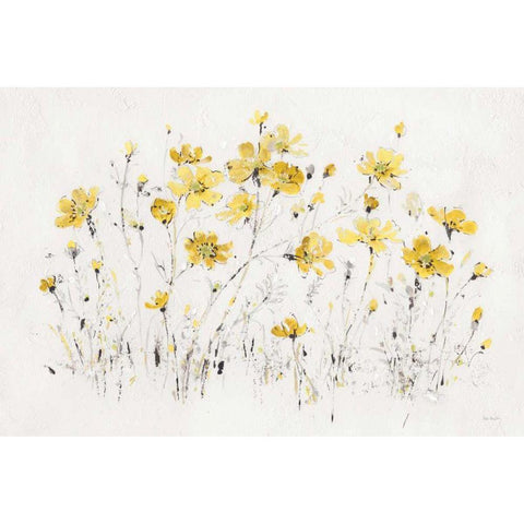 Wildflowers I Bright Yellow White Modern Wood Framed Art Print by Audit, Lisa