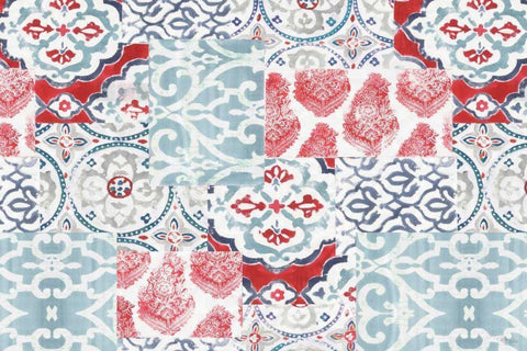 Bazaar Patchwork I White Modern Wood Framed Art Print with Double Matting by Pela Studio