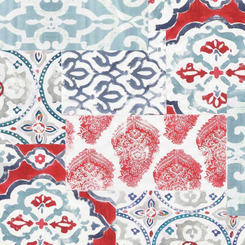 Bazaar Patchwork III White Modern Wood Framed Art Print by Pela Studio