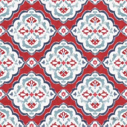 Bazaar Patchwork Pattern IIA White Modern Wood Framed Art Print by Pela Studio