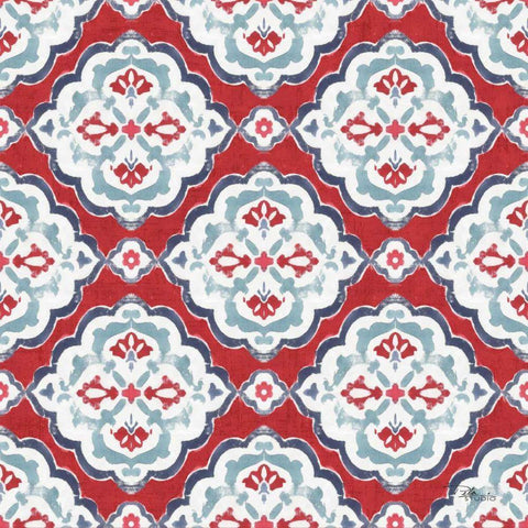 Bazaar Patchwork Pattern IIA White Modern Wood Framed Art Print with Double Matting by Pela Studio