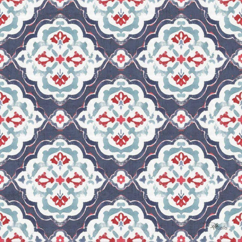 Bazaar Patchwork Pattern IIB White Modern Wood Framed Art Print by Pela Studio