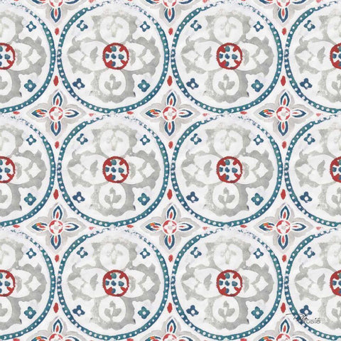Bazaar Patchwork Pattern III White Modern Wood Framed Art Print with Double Matting by Pela Studio