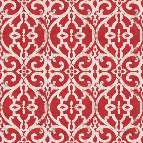 Bazaar Patchwork Pattern IVA White Modern Wood Framed Art Print with Double Matting by Pela Studio