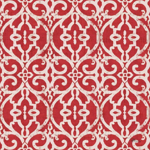 Bazaar Patchwork Pattern IVA White Modern Wood Framed Art Print by Pela Studio