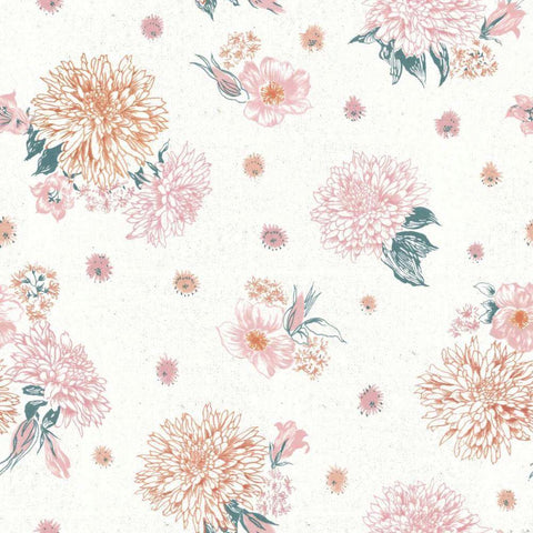 Flowers on White Contemporary Bright Pattern IV White Modern Wood Framed Art Print by Wild Apple Portfolio