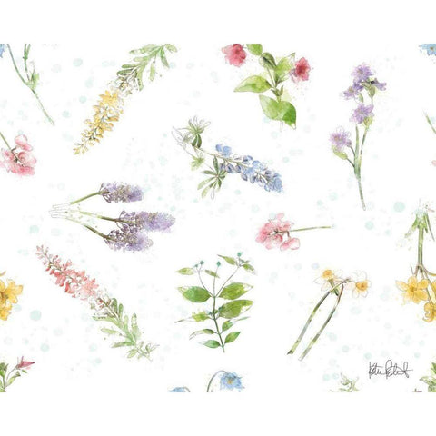 Spring Splash Pattern II White Modern Wood Framed Art Print by Pertiet, Katie