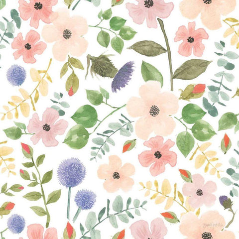 Spring Sentiments Pattern VIIIB White Modern Wood Framed Art Print by Jackson, Jenaya