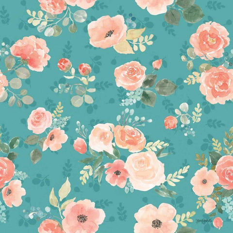 Blooming Delight Pattern IC White Modern Wood Framed Art Print by Jackson, Jenaya