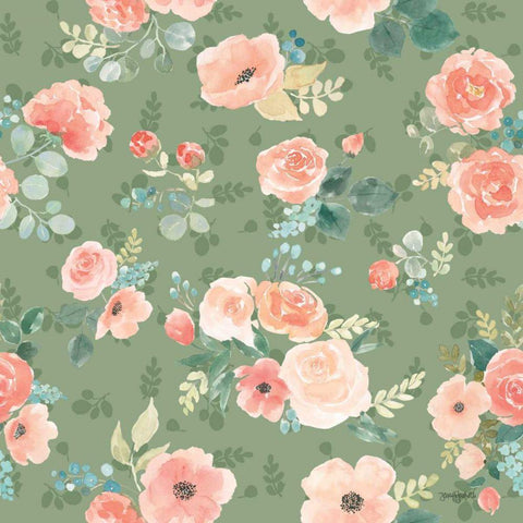 Blooming Delight Pattern ID Black Ornate Wood Framed Art Print with Double Matting by Jackson, Jenaya