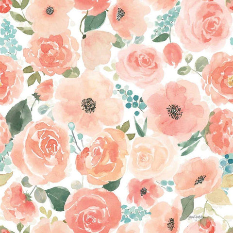Blooming Delight Pattern VA Black Ornate Wood Framed Art Print with Double Matting by Jackson, Jenaya
