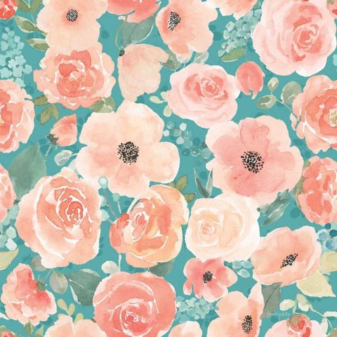 Blooming Delight Pattern VC Black Ornate Wood Framed Art Print with Double Matting by Jackson, Jenaya