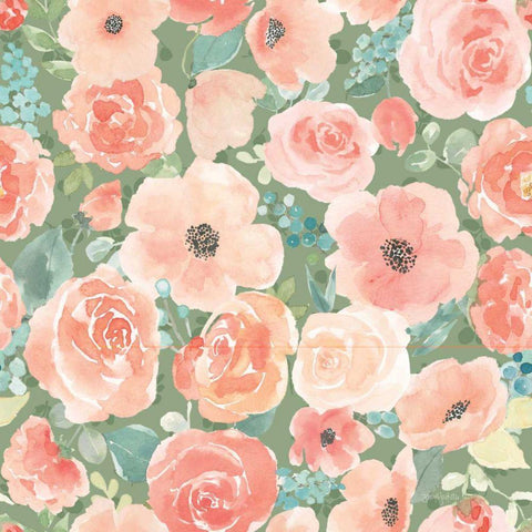 Blooming Delight Pattern VD Black Ornate Wood Framed Art Print with Double Matting by Jackson, Jenaya