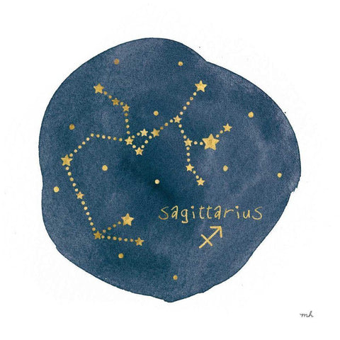 Horoscope Sagittarius Black Modern Wood Framed Art Print with Double Matting by Hershey, Moira