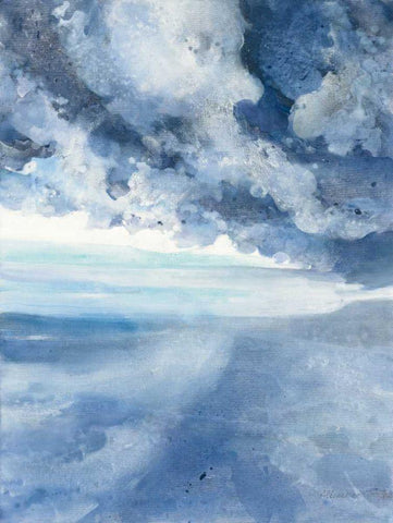 The Sea White Modern Wood Framed Art Print with Double Matting by Hristova, Albena