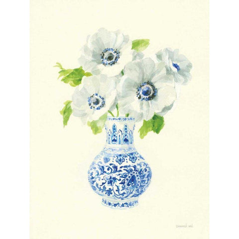Floral Chinoiserie I White Modern Wood Framed Art Print by Nai, Danhui