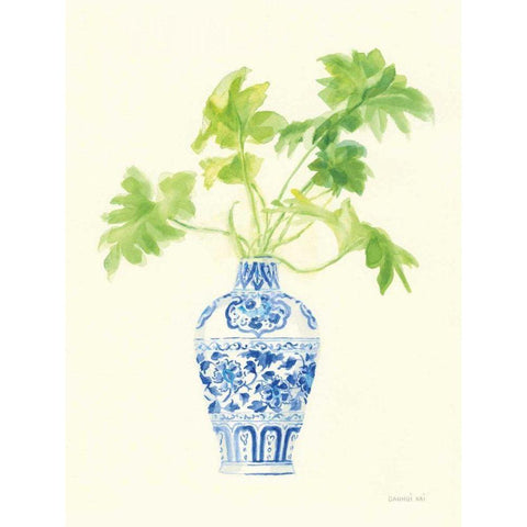 Palm Chinoiserie III White Modern Wood Framed Art Print by Nai, Danhui