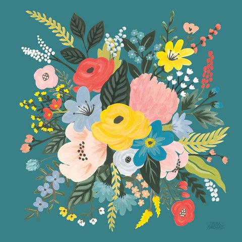 Wild Garden VII Black Ornate Wood Framed Art Print with Double Matting by Marshall, Laura