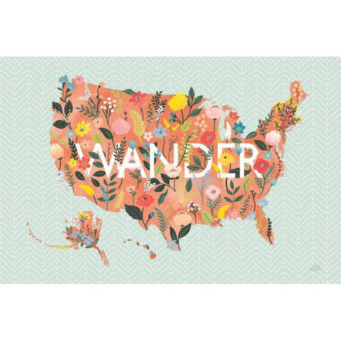 Wild Garden USA Black Modern Wood Framed Art Print with Double Matting by Marshall, Laura