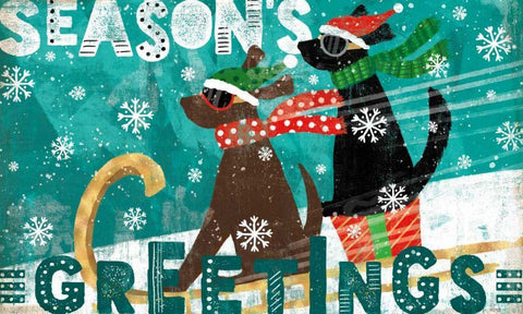 Merry Making II White Modern Wood Framed Art Print with Double Matting by Charron, Veronique