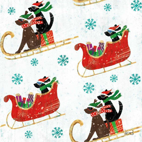 Merry Making Pattern IIA Gold Ornate Wood Framed Art Print with Double Matting by Charron, Veronique
