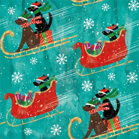 Merry Making Pattern IIB Black Ornate Wood Framed Art Print with Double Matting by Charron, Veronique
