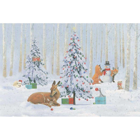 Christmas Critters Bright I Gold Ornate Wood Framed Art Print with Double Matting by Adams, Emily