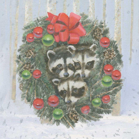Christmas Critters Bright VI Black Ornate Wood Framed Art Print with Double Matting by Adams, Emily