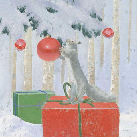 Christmas Critters Bright VII White Modern Wood Framed Art Print by Adams, Emily