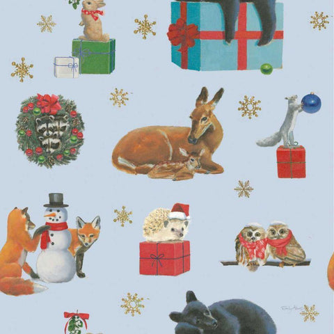 Christmas Critters Bright Pattern IIIA Black Modern Wood Framed Art Print with Double Matting by Adams, Emily
