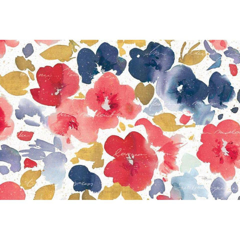 Floral Flow I Black Modern Wood Framed Art Print with Double Matting by Pela Studio