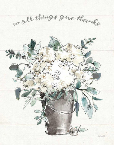 Modern Farmhouse V Give Thanks White Modern Wood Framed Art Print with Double Matting by Tavoletti, Anne