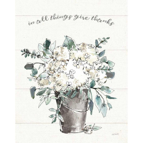 Modern Farmhouse V Give Thanks White Modern Wood Framed Art Print by Tavoletti, Anne