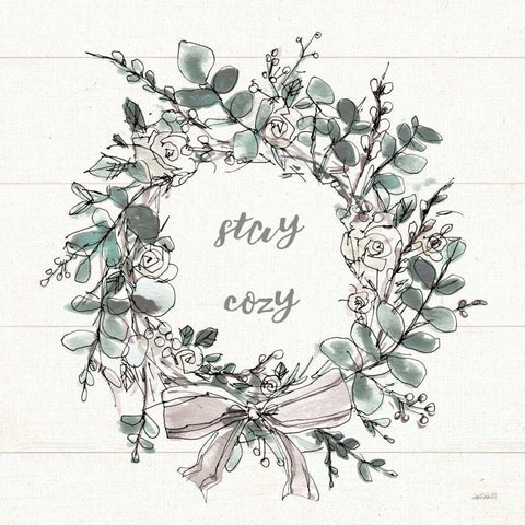 Modern Farmhouse VII Stay Cozy White Modern Wood Framed Art Print with Double Matting by Tavoletti, Anne