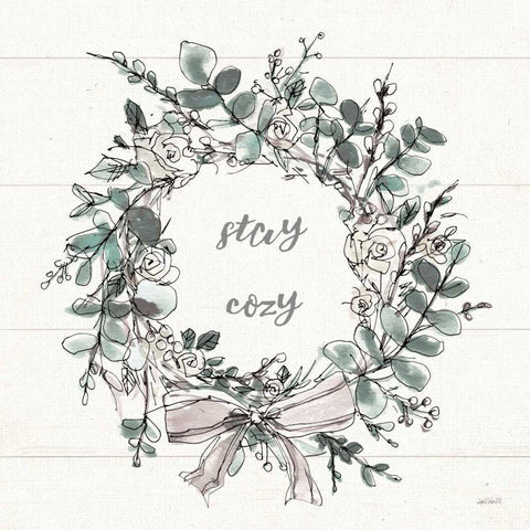 Modern Farmhouse VII Stay Cozy Black Modern Wood Framed Art Print with Double Matting by Tavoletti, Anne