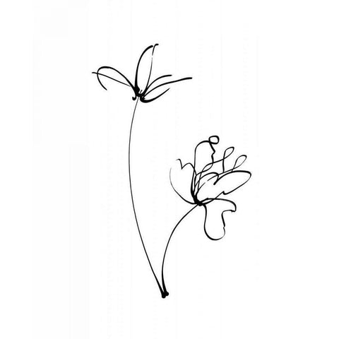 Ink Flowers 25 on White Black Modern Wood Framed Art Print with Double Matting by Tillmon, Avery