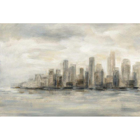 Manhattan Low Clouds Gold Ornate Wood Framed Art Print with Double Matting by Vassileva, Silvia