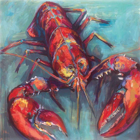 Lobster White Modern Wood Framed Art Print with Double Matting by Vertentes, Jeanette