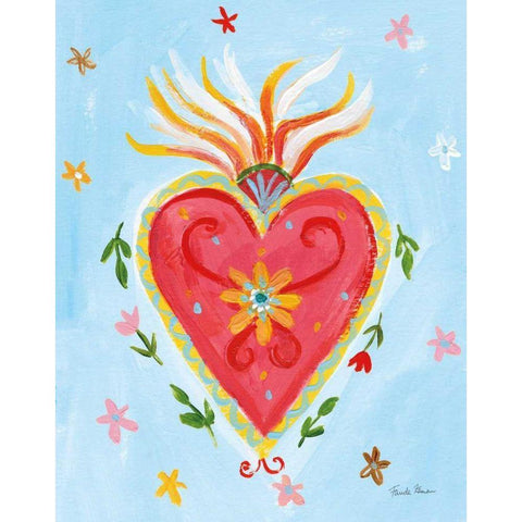 Fridas Heart I Black Modern Wood Framed Art Print by Zaman, Farida