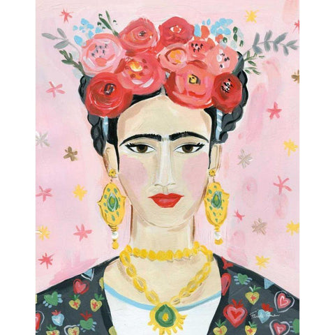 Homage to Frida White Modern Wood Framed Art Print by Zaman, Farida