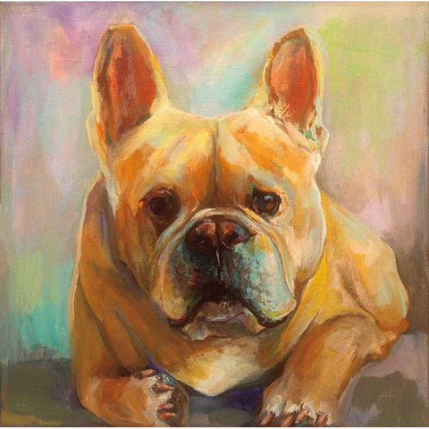 Frenchie White Modern Wood Framed Art Print by Vertentes, Jeanette