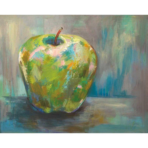 Apple Black Modern Wood Framed Art Print by Vertentes, Jeanette