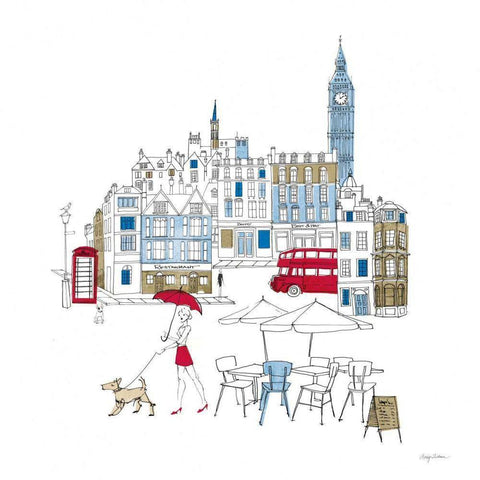 World Cafe I London Color White Modern Wood Framed Art Print by Tillmon, Avery